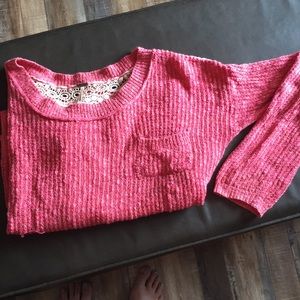 Pink sweater with lace